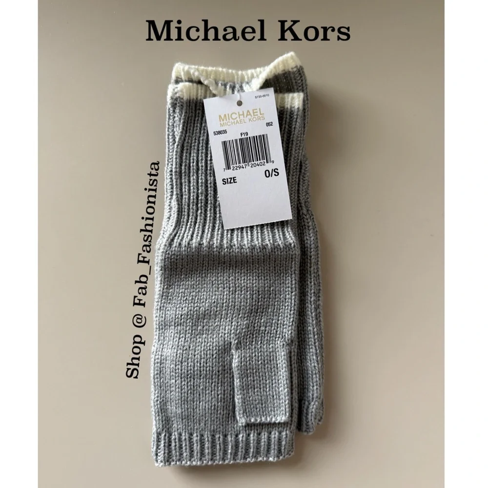 Michael Kors Gray Knit Arm Warmers gloves